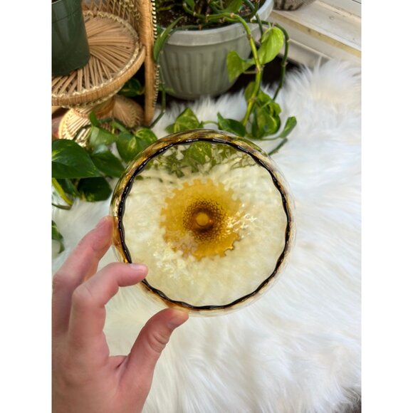 Empoli Large Vintage Amber glass snifter Italian Art Glass - Picture 3 of 5